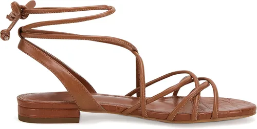 Vista 4 de Ermonn Sandalias planas con cordones para mujer con tirantes y punta abierta, tirantes cruzados y casuales de verano