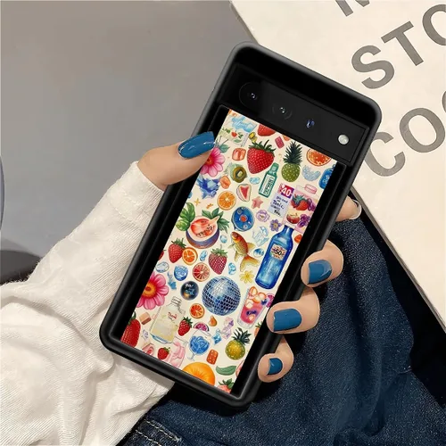 Vista 268 de Compatible con Google Pixel 4A 5G Mobile Case Creative Acrylic Panel trasero Silicona Protección Grip especialmente diseñado para Google Pixel 4A 5G