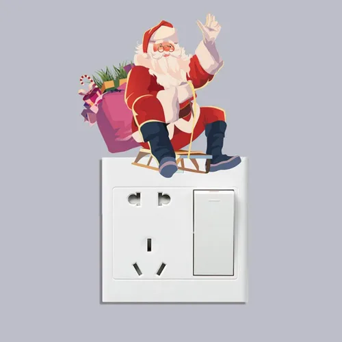 Vista 8 de ABOOFAN Adhesivo de pared extraíble con interruptor de luz de Navidad, 4