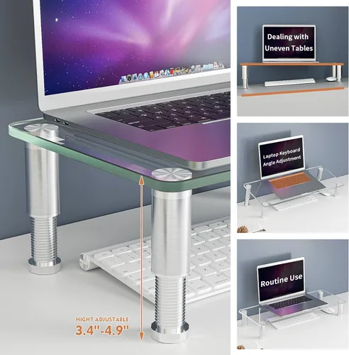 Vista 2 de Hemudu Elevador de monitor de computadora transparente con soporte de escritorio multimedia ajustable para pantalla plana LCD LED TV