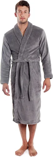 Vista 3 de Simplicity Bata de baño de lujo tipo kimono de felpa con bolsillos laterales para hombre y mujer