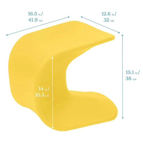 Vista 3 de ECR4Kids Asiento Wave, altura del asiento de 14 a 15.1 pulgadas, taburete tipo percha, amarillo, paquete de 2