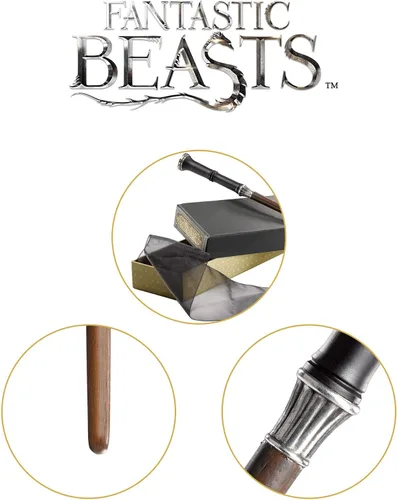 Vista 5 de The Noble Collection Fantastic Beasts Yusuf Kama Varita en caja de coleccionista – Varita del mundo mágico de 15 pulgadas – Juego de película