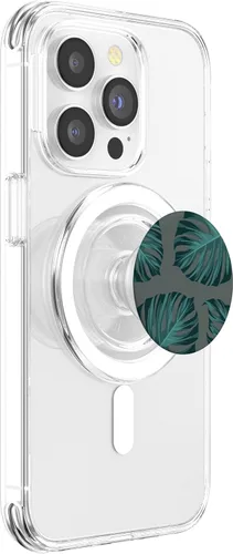 Vista 3 de Patrón botánico tropical de verano de hojas de Monstera - PopSockets verdes PopGrip: agarre intercambiable para teléfonos y tabletas PopSockets