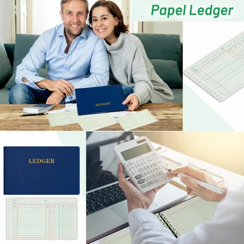 Vista 5 de Skyygemm 200 hojas de libro mayor de 5 x 8.5 pulgadas, libros de papel para contabilidad, bloc columnar para cuentas comerciales por cobrar