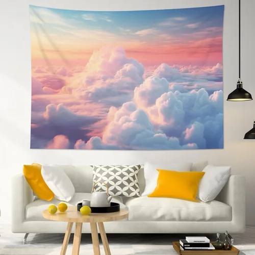Vista 3 de HVEST Tapiz de lobo, tapiz de bosque psicodélico, tapiz para colgar en la pared, tapices de luna, animales salvajes, decoración de habitación, manta