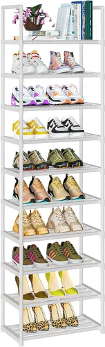 Vista 8 de OYREL Zapatero de metal resistente, organizador de zapatos estrecho, estante de zapatos de 5 niveles para armarios, espacio pequeño
