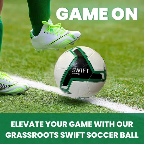 Vista 3 de Grassroots Athletics Swift - Balón de fútbol – Calidad Premium – Tamaño 5 Reglamento oficial – Pelota de fútbol sin costuras con superficie