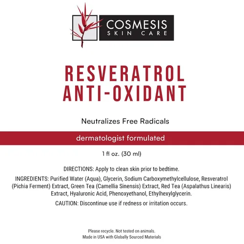 Vista 6 de Suero antioxidante de resveratrol - Combate el envejecimiento con antioxidantes de polifenoles y resveratrol del té - 1 fl oz - Cosmesis