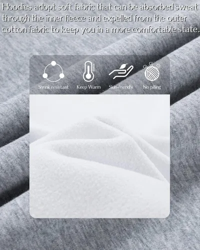 Vista 3 de ATLANLION Sudadera con capucha de forro polar de algodón suave para mujer, sudadera casual de color sólido con bolsillos S-2XL