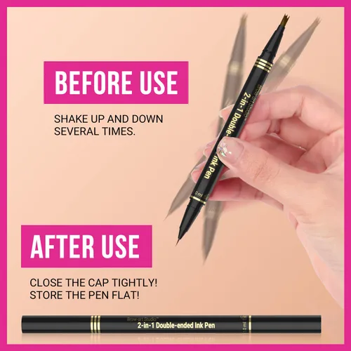 Vista 6 de iMethod Lápiz de microblading para cejas - Lápiz para cejas 2 en 1 de doble punta con aplicador de punta de micro-horquilla de 3 puntas y punta