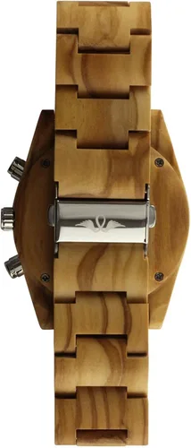 Vista 8 de Madera de arce reloj con diales Múltiples Color Plateado y Negro con pulsera de arce