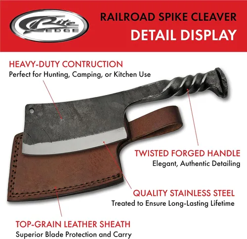 Vista 2 de SZCO SUPPLIES 9 "" trenzado mango ferrocarril Spike Cleaver con funda de cuero, gris (HS-4416)