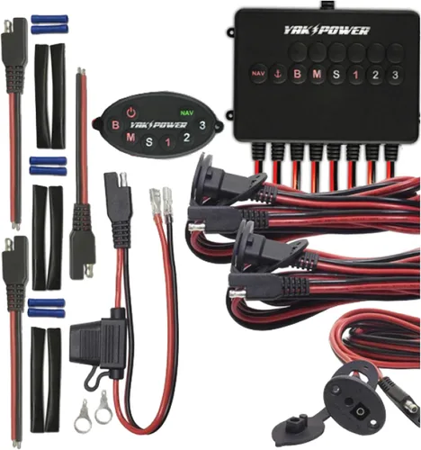 Vista 9 de Yak-Power Complete System for Kayaks Digital Switching with Plug-and-Play Connectivity and Control of Your 12-Volt Electronics