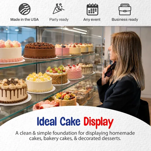 Vista 3 de MT Products Corrugated White Cardboard Cake Board or Pizza Circle 14 inch - Sturdy Cake Base for Displaying Cakes, Bread and Desserts (5 Pieces)