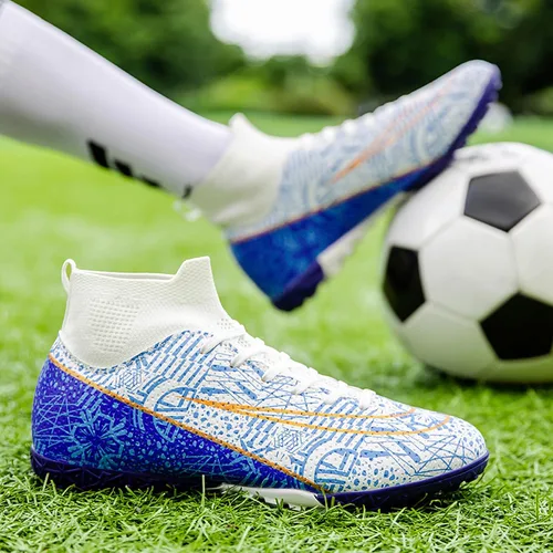 Vista 8 de Zapatos de fútbol para hombre, con cordones, antideslizantes, para interiores, fútbol sala, TF, tacos de césped
