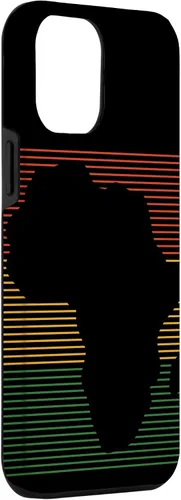 Vista 3 de Funda para iPhone 12 Pro Max Africa Silhouette, con líneas onduladas, color negro y mes de la historia