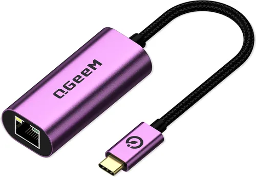 Vista 5 de QGeeM Adaptador USB C a Ethernet, adaptador de red LAN Gigabit RJ45 de 1000 Mbps, compatible con Thunderbolt 4/3, funda de aluminio de nailon