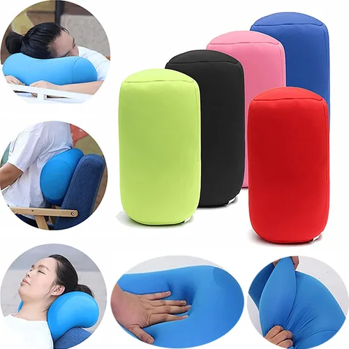 Vista 5 de Almohada de cuello de microcuentas, almohada de tubo blando para soporte de cuello o espalda, cojín cilíndrico cervical para el hogar, sofá, cama