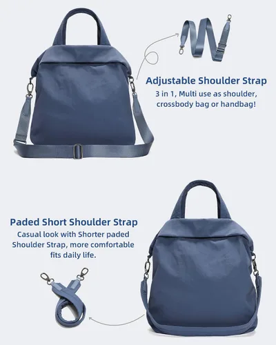 Vista 7 de FODOKO Hobo Crossbody Bags 2.0, 19L Totes Bolso grande con correas para mujer, múltiples bolsas de hombro de nailon para viajes gimnasio