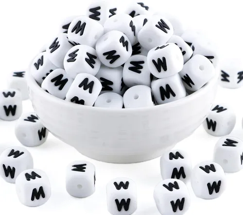 Vista 25 de Cuentas de silicona de corazón cuadrado blanco de 0.472 pulgadas, 20 cuentas de silicona con números de corazón para hacer llaveros, ideal