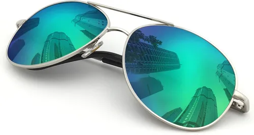Vista 10 de J+S Military Style Polarized Aviator Sunglasses, for Men/Women Marco negro/ lente negro