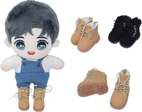 Vista 2 de niannyyhouse Zapatos altos de longitud 2.1 in para 1/6BJD 7.8 pulgadas (7.9 in) muñeca humanoide de felpa animales de peluche (negro)