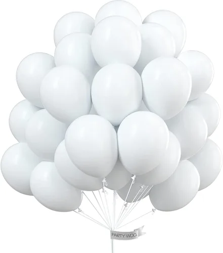 Vista 2 de PartyWoo 100 globos de látex de 12 pulgadas de color azul claro y blanco para graduación, baby shower, revelación de género, boda, fiesta