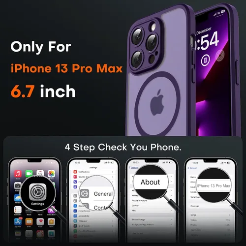 Vista 696 de TOCOL Funda magnética 3 en 1 para iPhone 15 Pro, mejorada [protección completa de cámara] con 2 protectores de pantalla, compatible con MagSafe Gris
