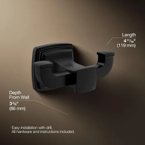 Vista 4 de Kohler 27411-BL Riff Gancho doble para bata, negro mate