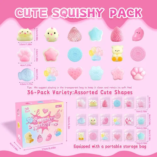 Vista 2 de 36 juguetes sensoriales Taba Squishies - Caja de juguetes para apretar