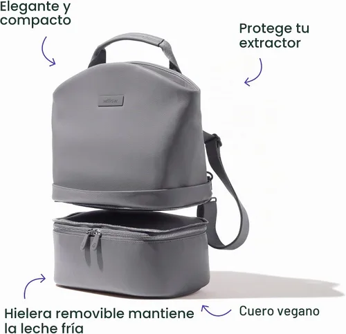 Vista 2 de Willow Bolsa de extractor de leche, gris, enfriador de leche materna y bolsa para extractor de leche materna con bolsillos, bolsa convertible