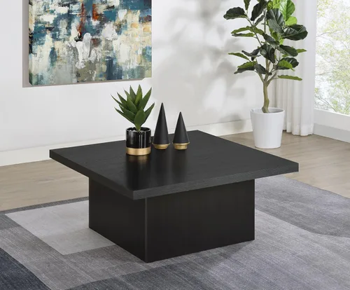 Vista 2 de Coaster Home Furnishings - Devar - Madera - Mesa de centro cuadrada con base de plinto, diseño geométrico y estilo contemporáneo - Sala de estar