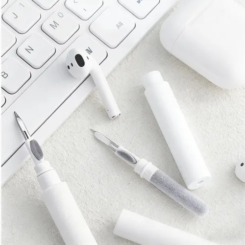 Vista 5 de Kit limpiador 3 en 1 para AirPods Pro 1 2 3, bolígrafo de limpieza multifunción con cepillo suave y esponja flocada para auriculares Bluetooth
