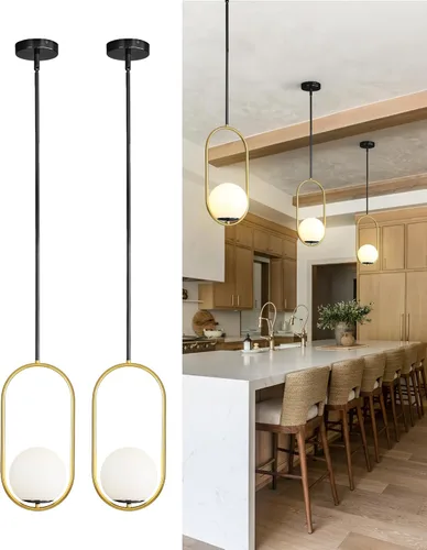Vista 11 de Yunnix Lámparas colgantes para isla de cocina, lámparas colgantes, moderna lámpara colgante de cristal de bronce champán, lámpara de mediados