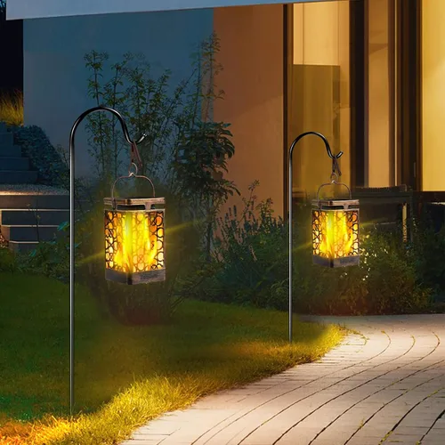 Vista 5 de TomCare Luces solares mejoradas con llama parpadeante para exteriores