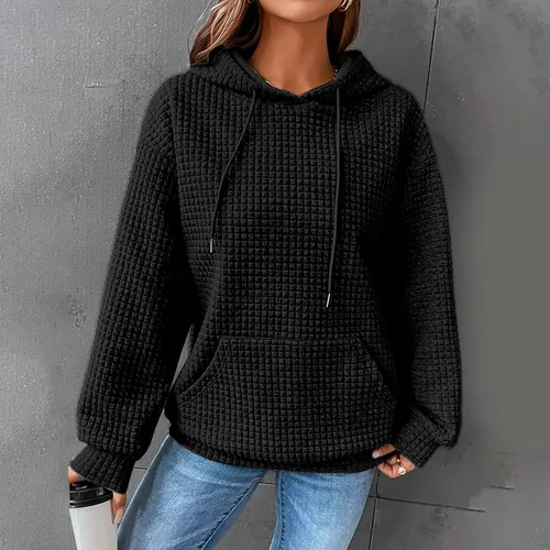 Vista 2 de Womens Dressy Tops and Blouses,Women's Oversized Casual Pullover Long Sleeve Drawstring Hoodies with Kangaroo Pocket