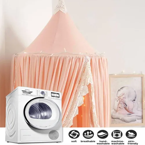 Vista 3 de Toldo de cama con cúpula de princesa, mosquitera suave, cortinas de cama para colgar decoración de la casa para jugar al rincón de lectura Naranja