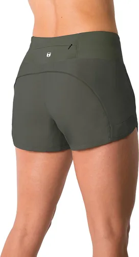 Vista 3 de Tough Mode - Pantalones cortos para mujer, ligeros, con forro de malla, 3 pulgadas, bolsillo con cremallera, para hacer ejercicio, correr