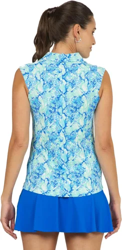 Vista 3 de IBKUL Athleisure Wear 14548 - Polo sin mangas con protección solar UPF 50+ Icefil Cooling, estampado Cora