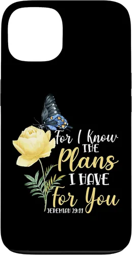 Vista 7 de iPhone 16 Christian Bible Verse Butterfly Rose Flower Jeremiah 29:11 Case