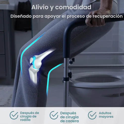 Vista 7 de PELEGON Barras de seguridad para inodoro (159 kg) - Bastidor y rieles de seguridad para inodoro ajustables, pasamanos de seguridad para inodoro