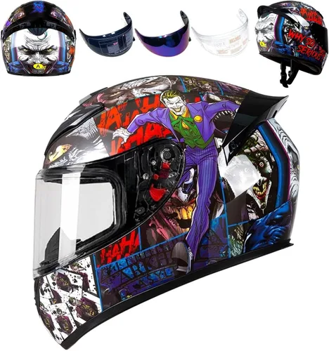 Vista 36 de HTLNUZD - Casco de motocicleta de cara completa, compatible con Pinlock, viseras transparentes y tintadas, modelo aprobado por DOT, casco de moto