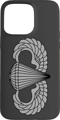 Vista 30 de Insignia básica de paracaidista para iPhone 14, alas de salto aerotransportadas, funda gris