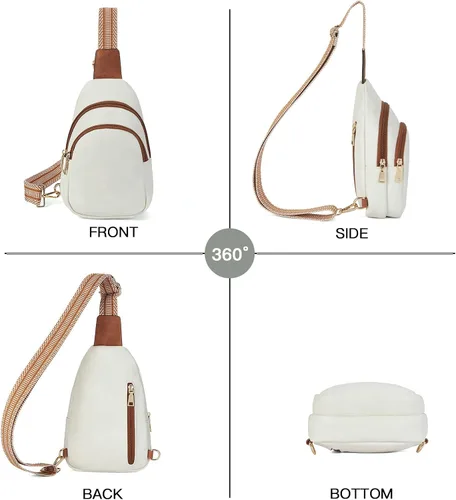Vista 20 de Telena Riñonera pequeña para mujer, de cuero, cangureras, bolsa de pecho para mujer