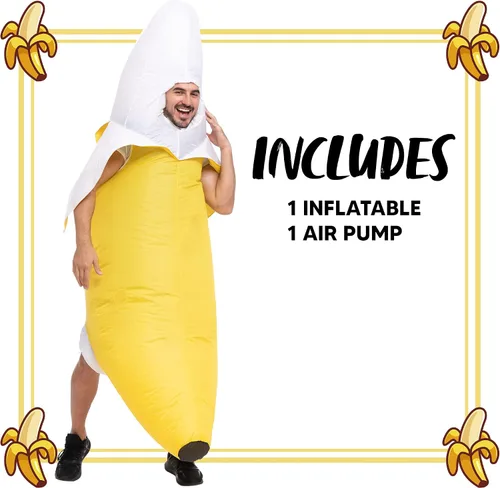 Vista 5 de Spooktacular Creations Disfraz inflable de plátano para adulto disfraz de cuerpo completo divertido disfraz de plátano para fiestas de disfraces