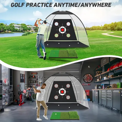 Vista 10 de Golf Net with Practice Mat,Golf Hitting Aid Nets 10x7FT for Backyard Driving Chipping Training Swing with Target Mat Balls for Outdoor Indoor，Gifts