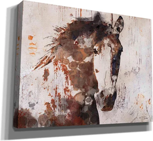 Vista 2 de Epic Graffiti Irena Orlov - Lienzo decorativo para pared, diseño de "Brown 2 Gorgeous Horse", 34 x 26 pulgadas