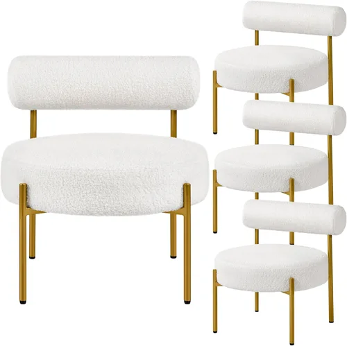 Vista 14 de Yaheetech Silla de tocador moderna acolchada con patas doradas para dormitorio, sala de maquillaje, oficina en casa, negro