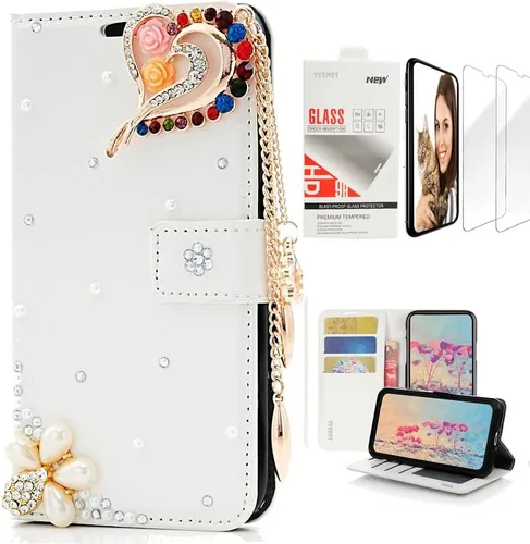 Vista 5 de Bling SSBLDwSPSeries-15 - Funda de piel con tapa y protector de pantalla, diseño 3D hecho a mano